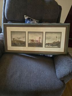 Framed Lighthouse Triptych Wall Art