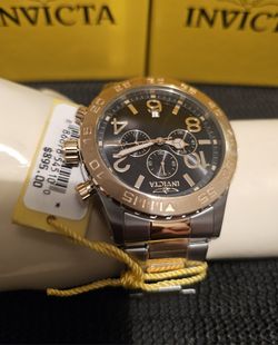 ""🚨❤️💘💙💌💝🎁🚨PERFECT GIFT FOR VALENTINE'S DAY"" MEN'S BRAND NEW BIG FACE LUXURY GOLD & SILVER TONE 100% AUTHENTIC INVICTA CHRONOGRAPH WATCH.