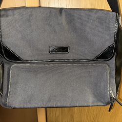 Cole Haan Canvas & Leather Laptop Messenger Bag Snap Closure Satchel Briefcase 