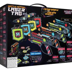 Squad Hero Battle Action Laser Tag 2.0  4 Pack With Charging Station