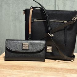 Dooney & Bourke Black Crossbody Purse with Matching Wallet