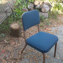 Retro Middle Century Metal Blue Chair 