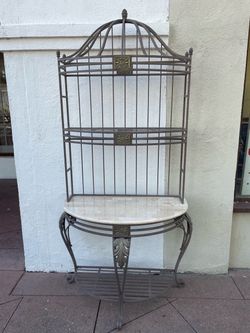 Italian vintage marbol and iron vanity desk