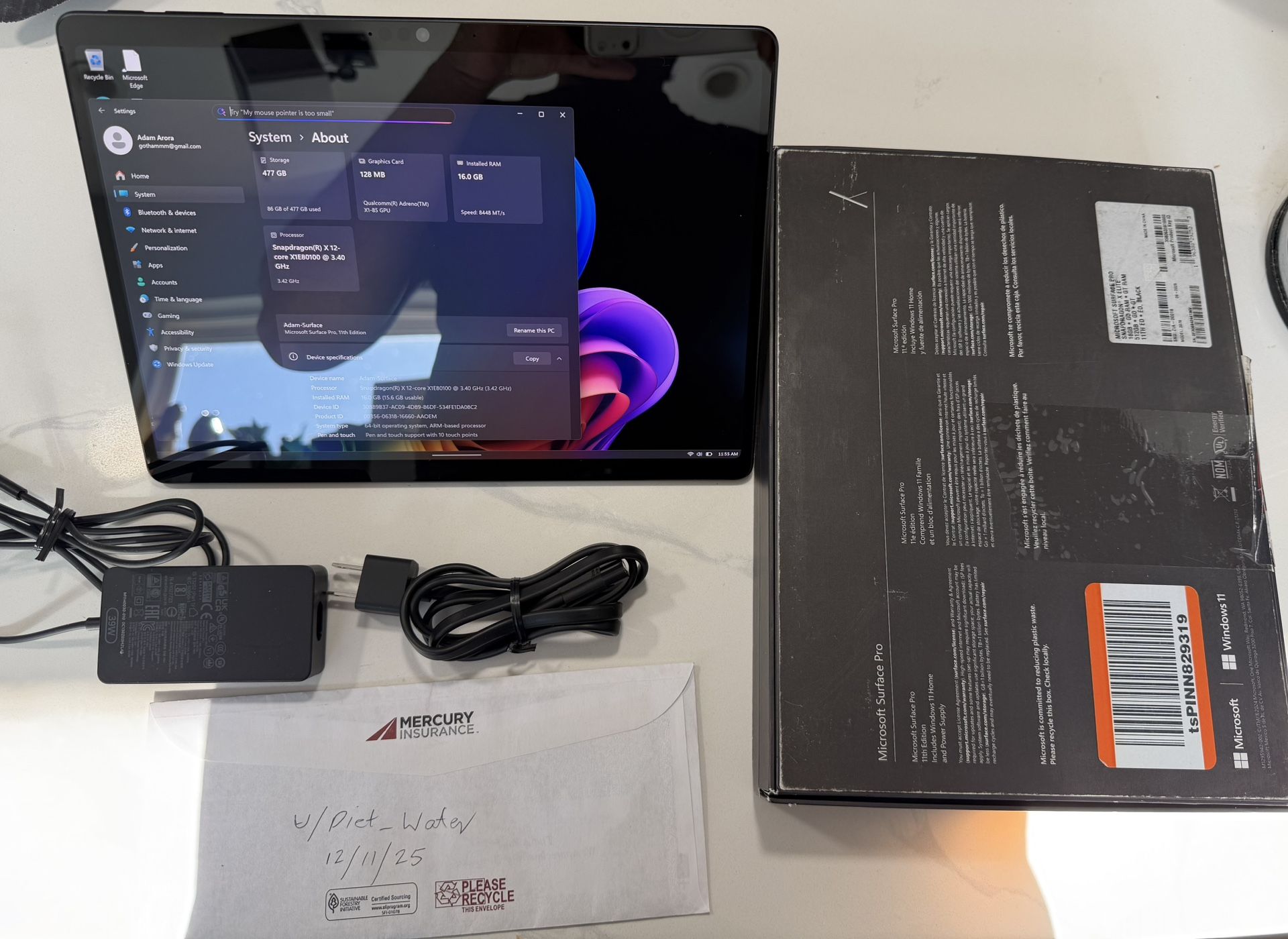 Microsoft Surface Pro 11 OLED 16/512 Snapdragon X Elite