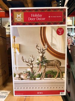 Member's Mark Holiday Deer Decor Set of 2 Brand New In Box