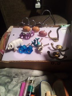 Misc Drawer Pulls And Brass Coat Hooks 