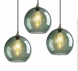 Set of 3 Green/Grey Pendant Lights