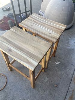 Solid Natural Wood Saddle-Seat Counter Height Bar Stools