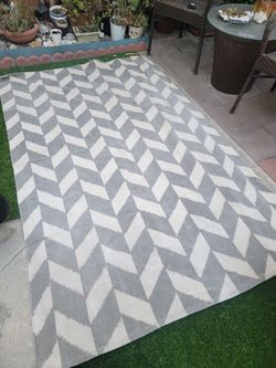 Large Grey and White Chevron Area Rug 100%cotton/washable