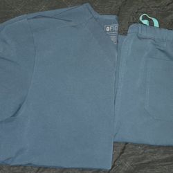 Large Figs Set Dark Green Straight Leg. Shirt And Pants