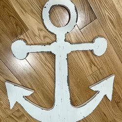 Large Wooden Anchor Wall Art Decor with Hook