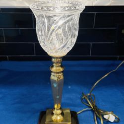 Beautiful Excelsior Solid Brass And Crystal Torchiere Lamp