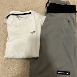 Adults Size  S Hollister Pant Joggers & White Plain T-shirt 