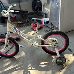 Girls 16” Raleigh Bike With Training Wheels 