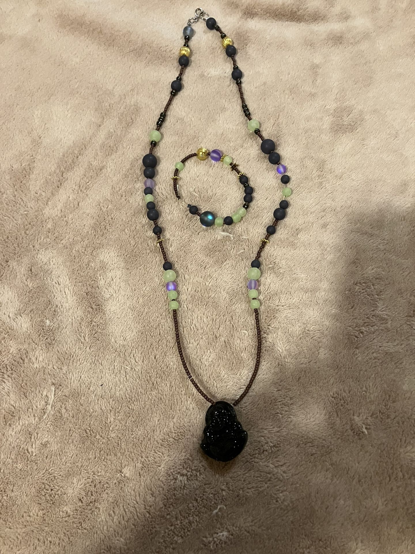 Hand Beaded Necklace And Bracelet Set