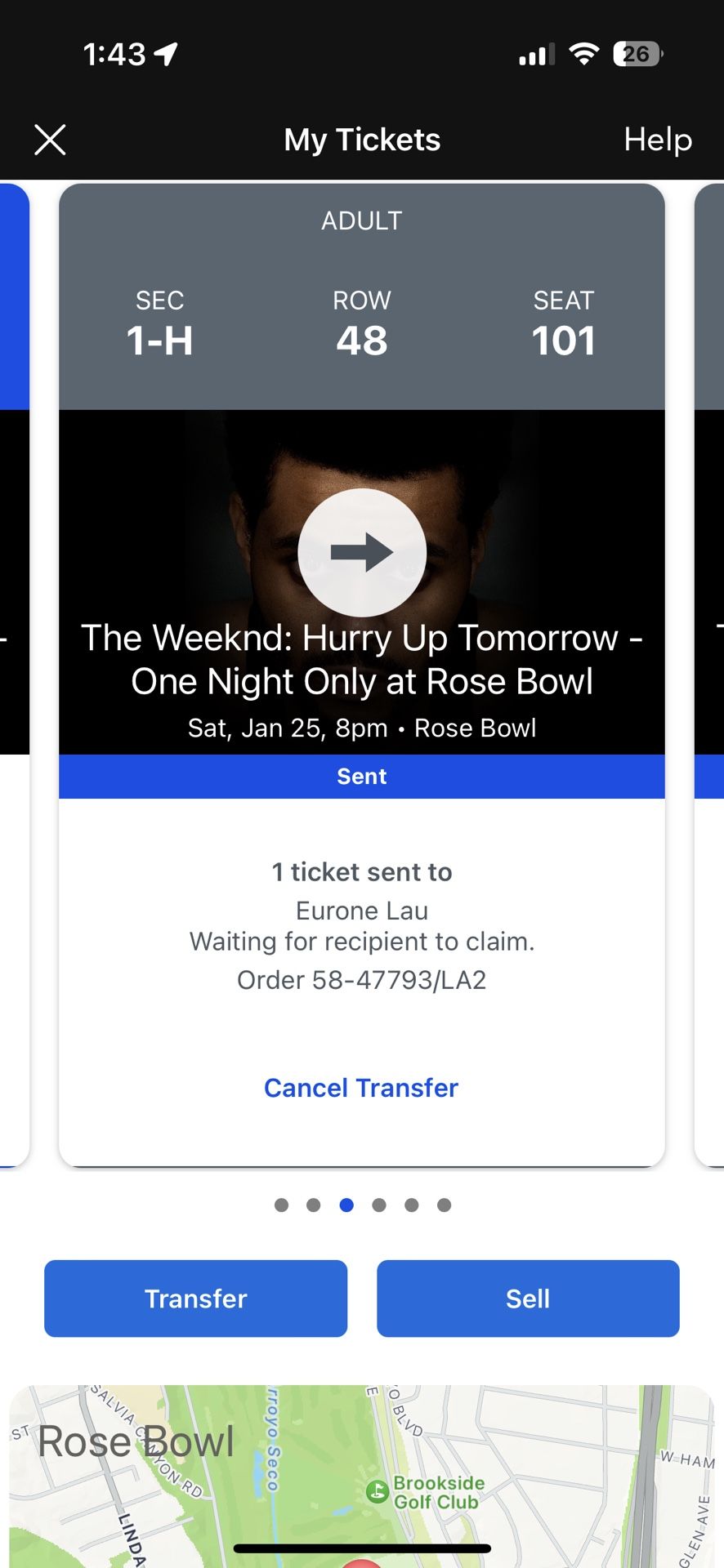 The Weeknd Rose Bowl concert Tickets 1/25