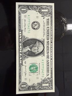 FANCY SERIAL NUMBER $1 DOLLAR TRINARY (1-7-4)