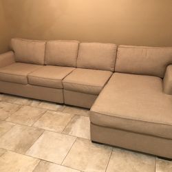 (Free Delivery) Light Brown Sectional Couch 