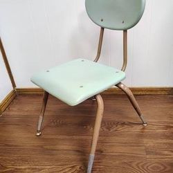 Mint Green Oval Back Vintage Plastic Student School Desk Chair
