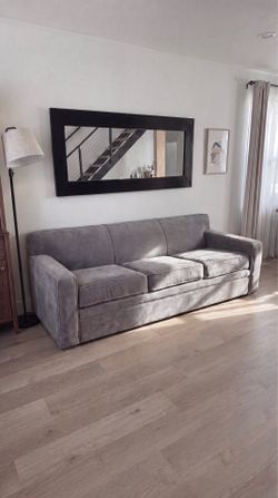 Jonathan Louis "Ethan" Queen Sleeper Sofa Gray Velvet, pull out couch, hide a bed