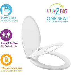 Little2Big Toilet Seat with Built-In Potty Training Seat, Slow Close, Durable