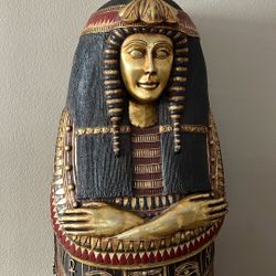  Wooden Egyptian sarcophagus bookcases King And Queen Pair