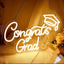 FUFIOR Graduation Neon Sign, Adjustable Brightness 10-Level, 2025 Graduation Decorative Lighting with 9.8ft USB Cord, Warm White LED Wall Decor for Pa