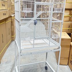 Large White Rat Mouse Ferret Critters Metal Cage With Removable Rolling Stand