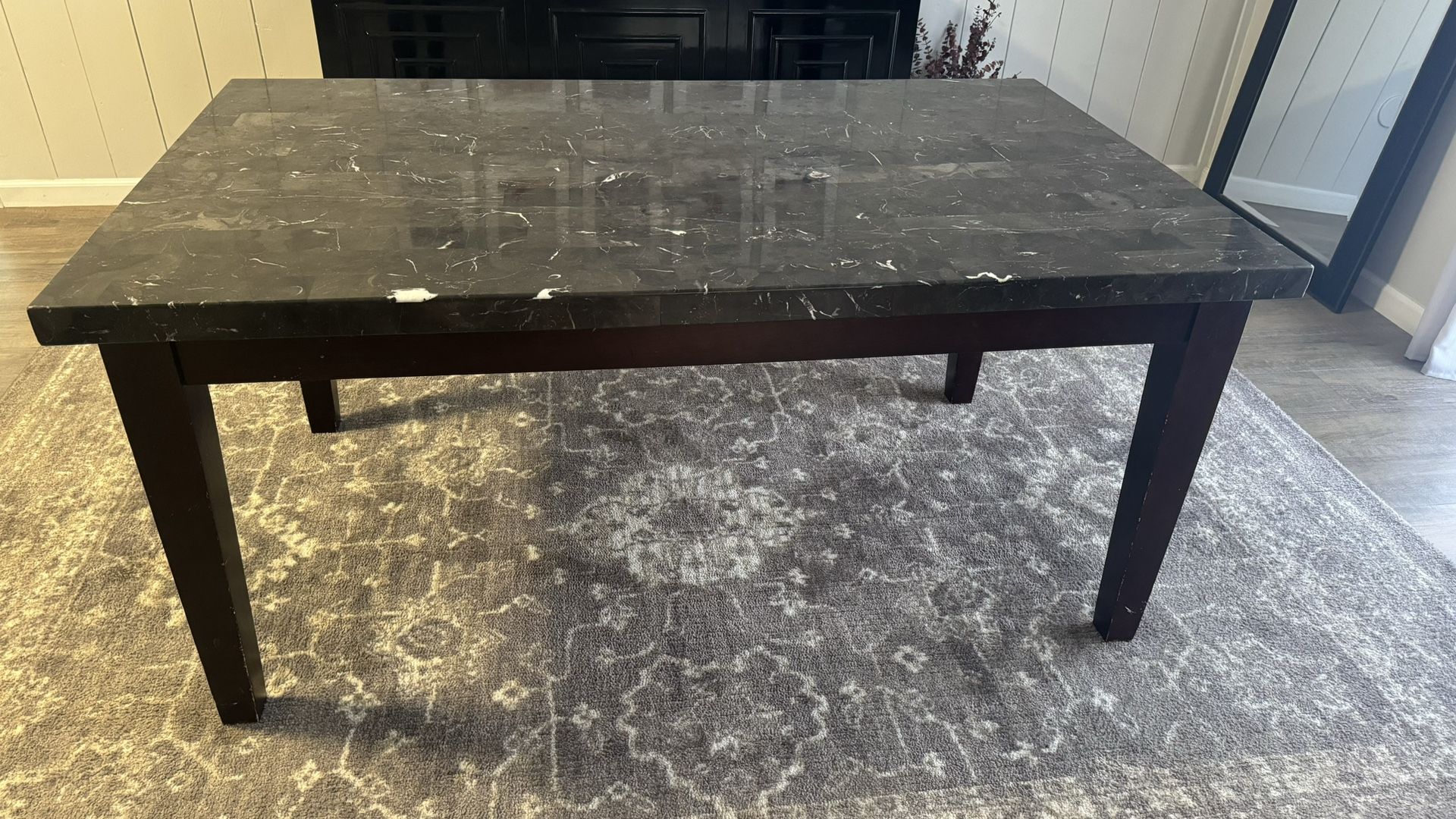 Marble Table With 4 Chairs & Bench