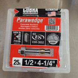 Parawedge 1/2"×4-1/4" Concrete Anchors (Qty 25)