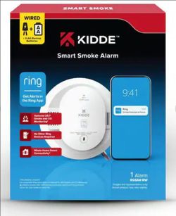 (Brand New Factory Sealed) 
Kidde Smart Smoke Detector, Ring App Enabled for Real-Time Notifications, Hardwired Alarm, AA Backup Battery /A3-CN-5436
