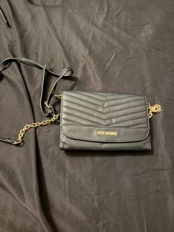 Steve Madden black quilted chain crossbody/wallet purse