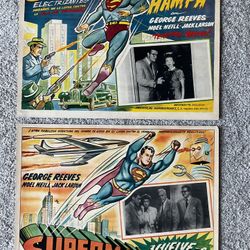 Rare “Superman” George Reeves Two Mexican Film Lobby Cards R-1960s