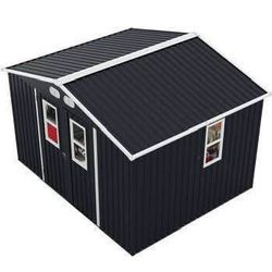 New in Box 8 ft. W x 10 ft. D Metal Shed with Lockable Doors, 4 Daylight Windows in Dark Gray