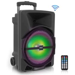 PYLE PPHP1544B - Bluetooth Indoor / Outdoor Loudspeaker with Built-in Rechargeable Battery, Flashing Party Lights, MP3/USB/SD Readers, FM Radio (1200 