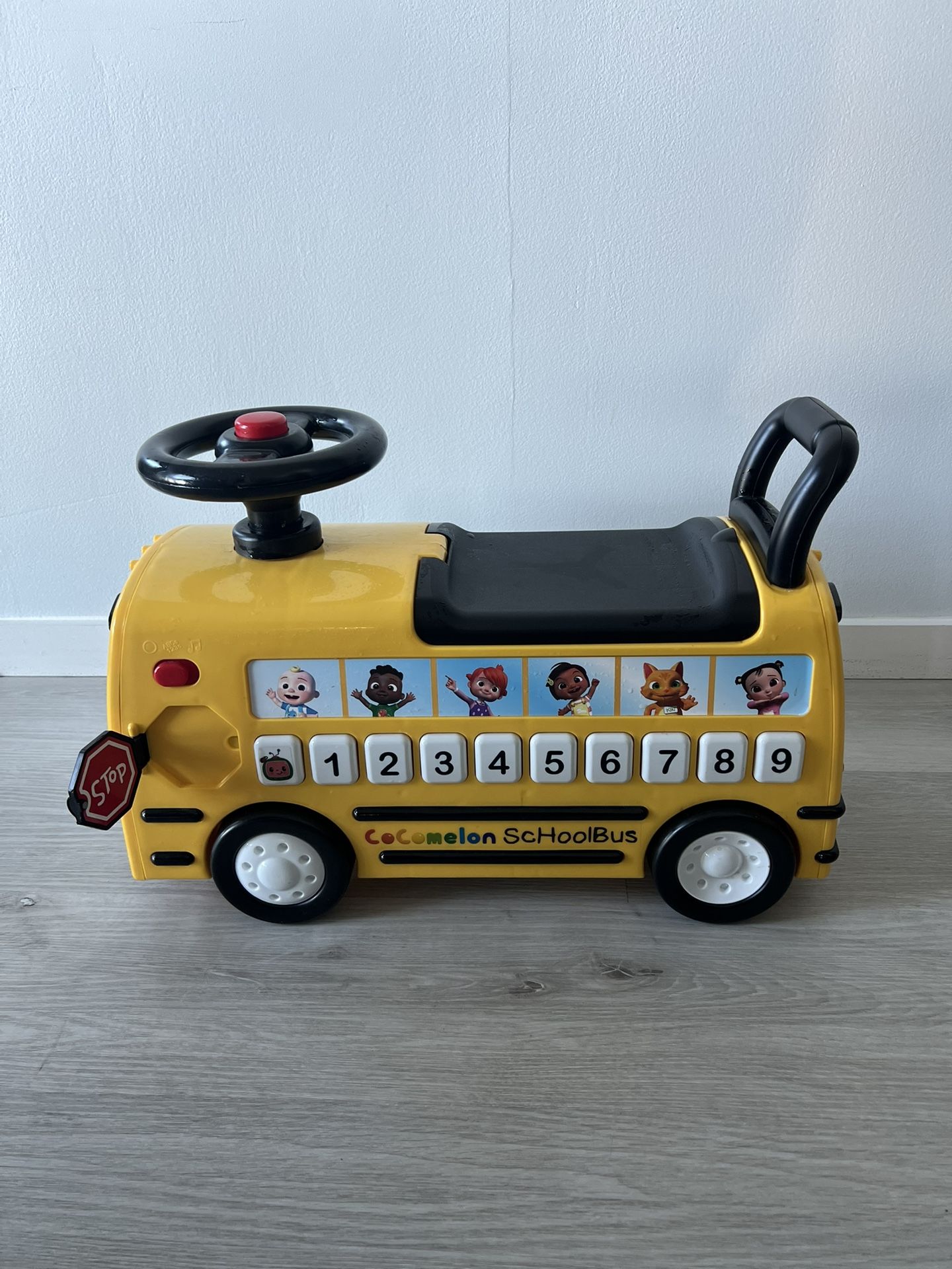 CoComelon School Bus Ride-on with Letters, Numbers, & Music