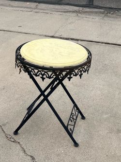 Large folding plant stand outdoor table with heavy duty round table top