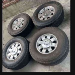 4 - 35x12.50r17LT 8x6.5 8x165.1 Stock Hummer H2 Chrome Rims Wheels With Tires !!!!!!!!!!!!!!!!!