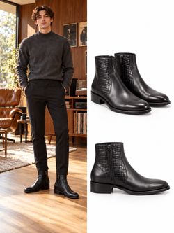 To Boot New York Adam Derrick Merrick Men’s 9 Black Croc Embossed Leather Boots