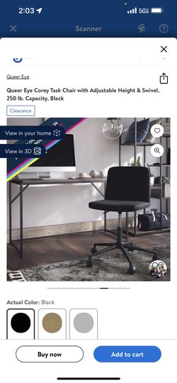 Queer Eye Corey Task Chair with Adjustable Height & Swivel, 250 lb. Capacity, Black Pm if interested 