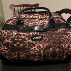 Kathy Van Zeeland  Leopard Print Rolling Overnight Bag 