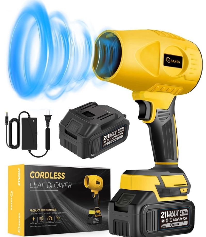 Brand New Portable Cordless Leaf-Dust Powerful Blower 180000RPM for Patio, Working Place, Car, Boat w/2 Battery, Charger& π