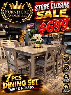 7-Piece Dining Table Set with 6 Chairs
