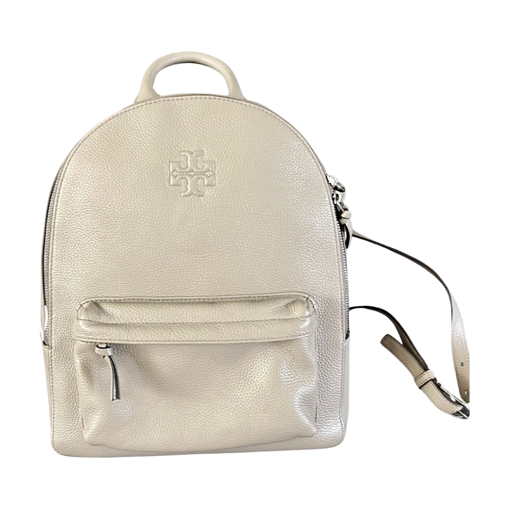Tory Burch Gray Pebbled Leather Backpack Tory Burch Gray Pebbled Leather Backpack Purse Satchel Tote main image 2
