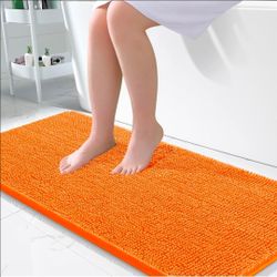 OLANLY Bathroom Runner Rugs 47x24, Extra Soft Absorbent Chenille Bath Rugs
Orange, Quick-Drying Rubber Backing, Washable Long Bath Mat for Bathroom Fl