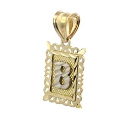 Woman’s Ladies 10k Yellow Gold Square Framed Initial B Charm Pendant For Necklace GP3107734