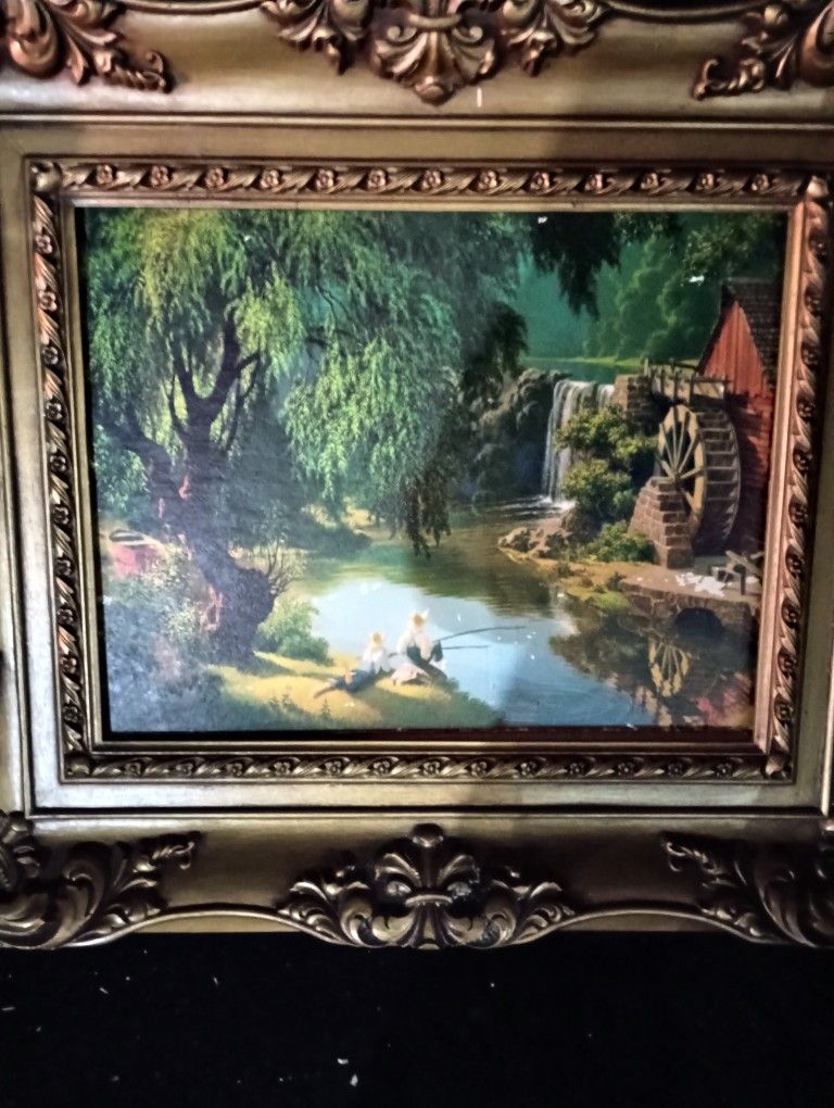 Old Antique Antique Picture And Frame. There's A Hole Series To This And They For Around 800 Each. I'm Asking 120. In Excellent Condition 