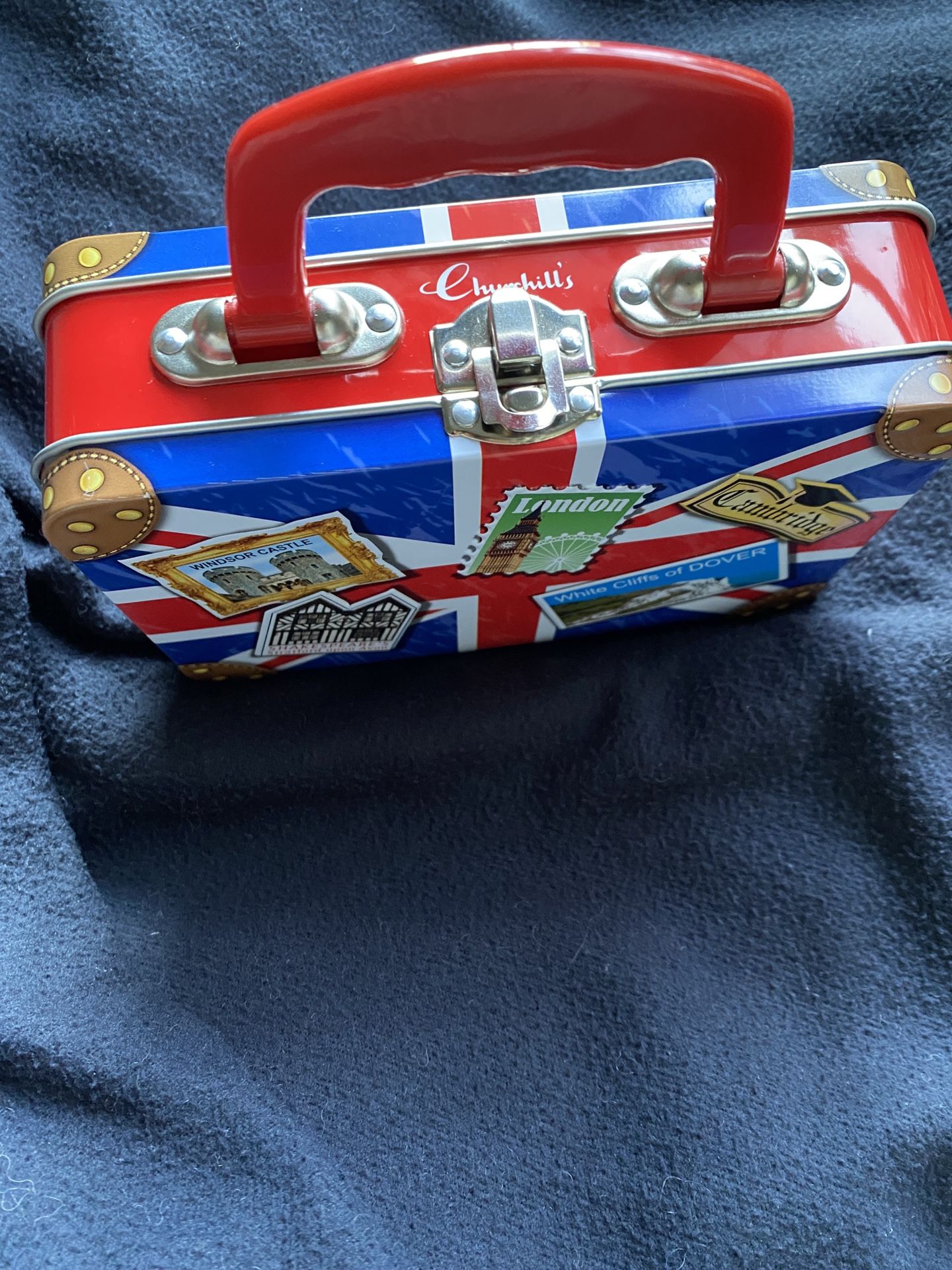 Vintage Churchhill's Small Metal London Suitcase Like New