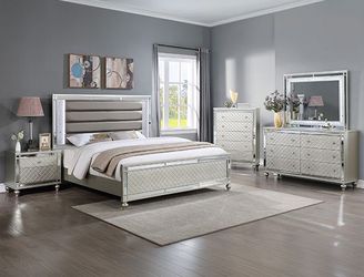 NEW Upholstered LED BED ROOM SET Bed Dresser Night Stand💥NO CREDIT NEEDED $10 Down