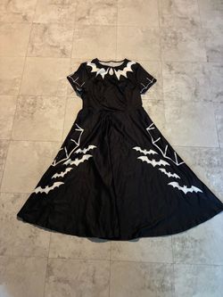 Black Midi Dress with Bat Print